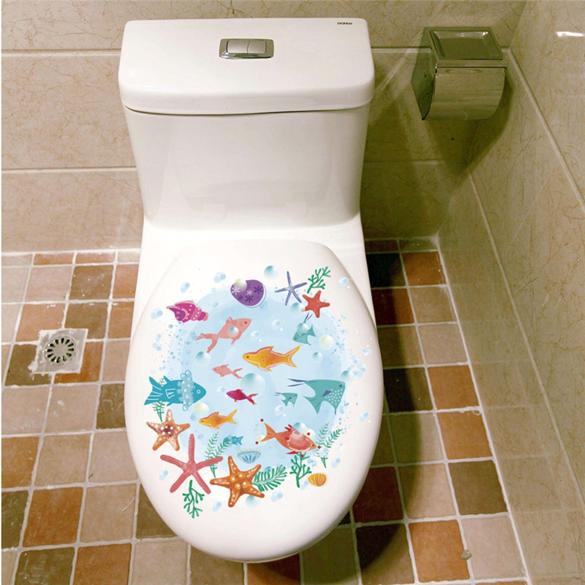 Sticker WC-bril | Onderwater Vissen | Badkamer Sticker